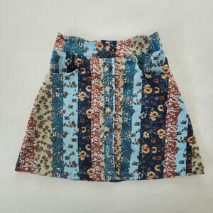 Vintage Striped Floral Skirt kids 7/8 *missing button